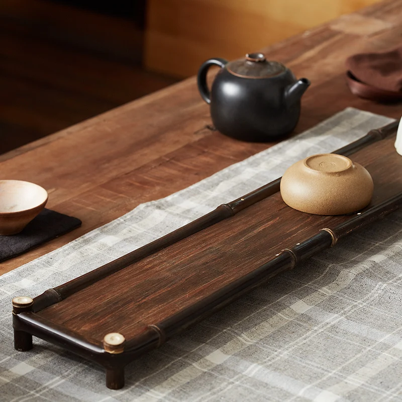 ZEN'S BAMBOO Tea tray Coffee Serving Tray Black bamboo Traveling
