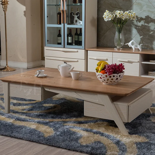 Multifunctional solid wood furniture oak coffee table storage ... Multifunctional solid wood furniture oak coffee table storage ...