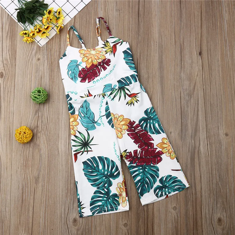 

Kids Baby Girls clothes off shoulder strap Bandage summer Romper Floral print Toddler cotton lovely Jumpsuit one pieces