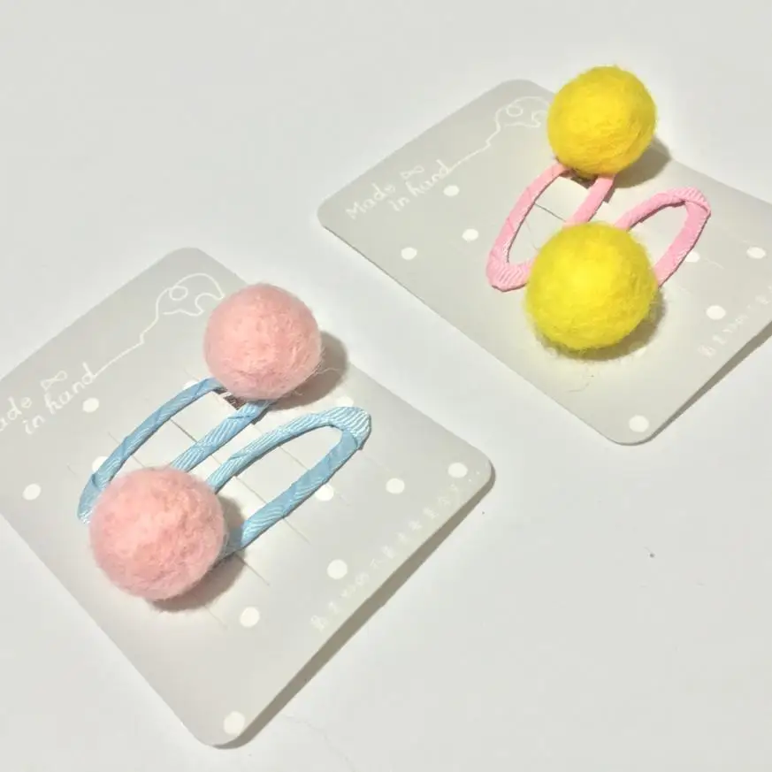 

NEW FATION 2018 2PCS Hair Clips Girls Candy Colors Princess Wool felt Hair Style Buckle For Girls Hairpinpsw0723