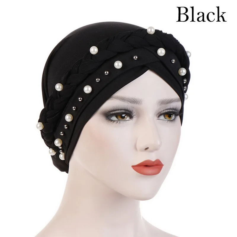 Oeak женский платок на голову обруч мусульманский мягкий Рак химиотерапия шапка-тюрбан шапки Бусы коса выпадения волос бусины исламский индийский шапка