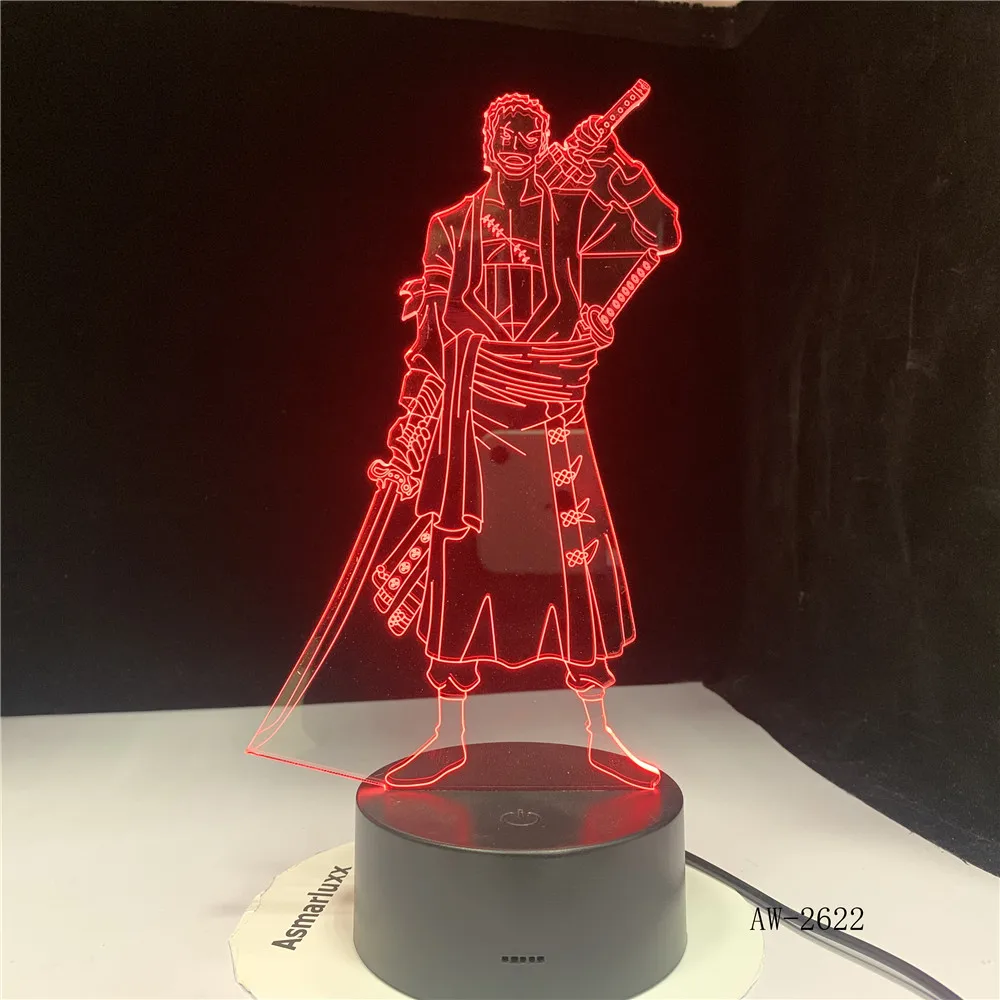 3D Led креативное USB декоративное освещение аниме одна штука форма сенсорная кнопка Настольная лампа для спальни освещение ночные огни AW-2622