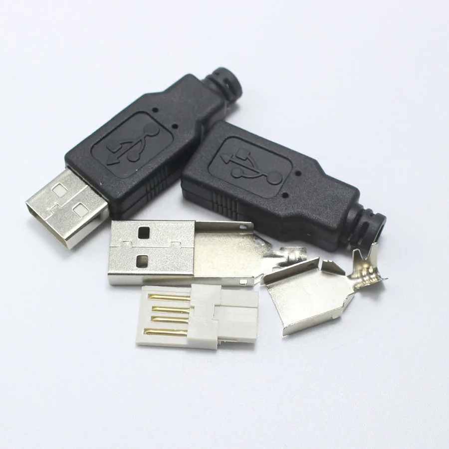 EClyxun, 1 шт., тип A, мужской, USB 2,0, удлинитель, шнур, адаптер, синхронизация данных, конвертер, 4 в 1, сделай сам, Ремонтный разъем, сварка