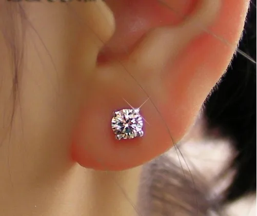 Vintage Solid 18k White Gold Earrings 2ct Piece Round Cut Lab Grown Vintage Solid 18k White Gold Earrings 2ct Piece Round Cut Lab Grown Simulate Diamond Stud Engagement Wedding Jewelry In From