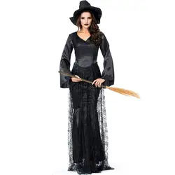 Для женщин костюм вампира для девочек ведьма платье взрослых готический темно-queen Косплэй паутина паук маскарадный костюм для Хэллоуин