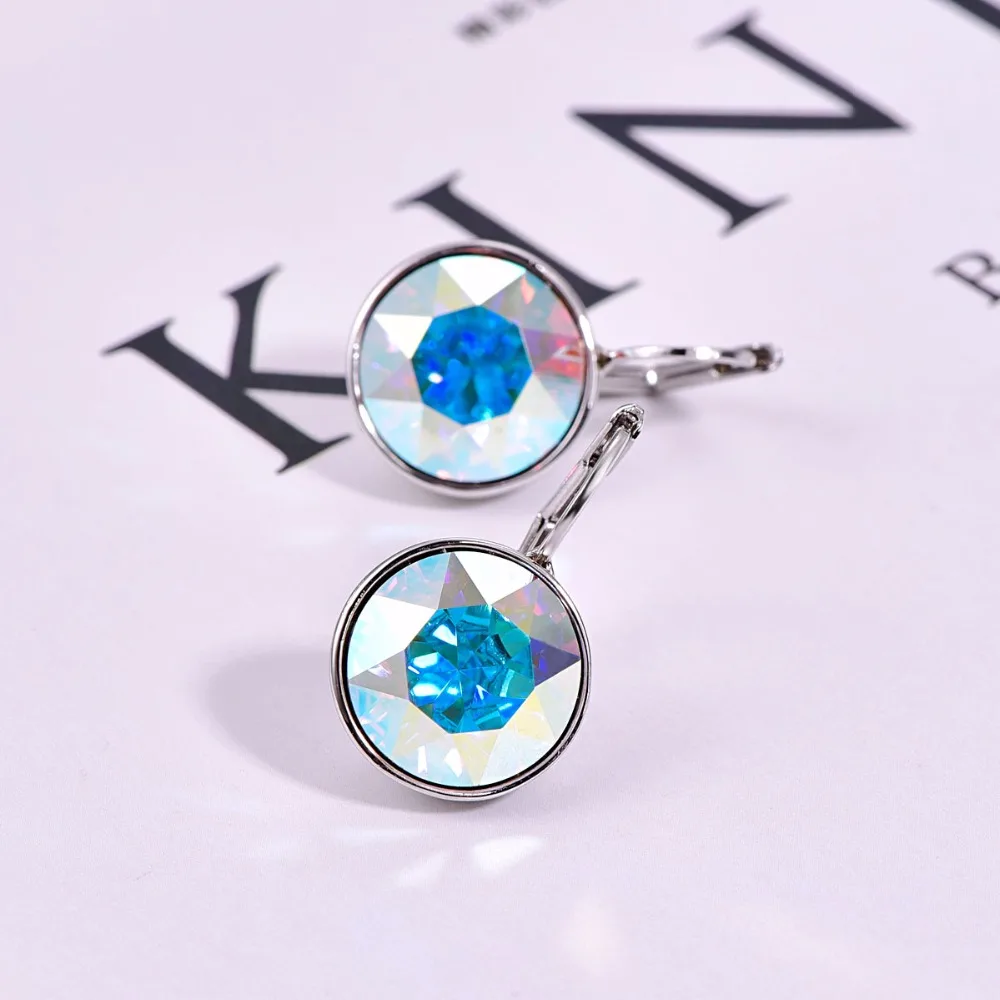 MALANDA серебряный цвет Bella серьги гвоздики для женщин белый кристалл от Swarovski модные