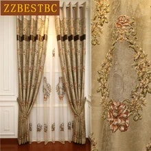 European top 4D brown floral window curtains for living room with high quality Voile Curtain for upscale hotel villa bedroom European top 4D brown floral window curtains for living room with high quality Voile Curtain for upscale hotel villa bedroom