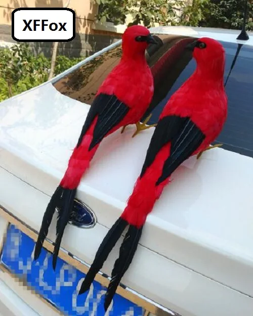 

a pair of big real life red&black bird models foam&feather simulation magpies birds doll gift about 60cm xf0888