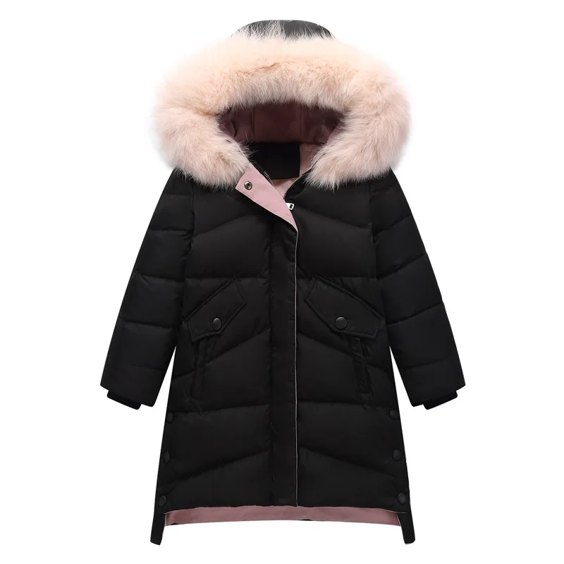 

Children Winter Duck Down Jacket For Girls Thickening Warm Down Jackets Fur Collar Hooded Outerwear Coats 5 7 9 11 13 15 Years