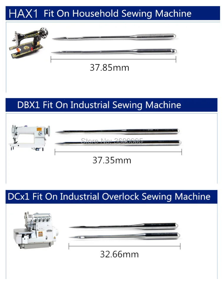 100 шт. Швейные иглы DBX1 Смешанная упаковка подходит для всех брендов промышленные прямострочные швейные машины JUKI brother