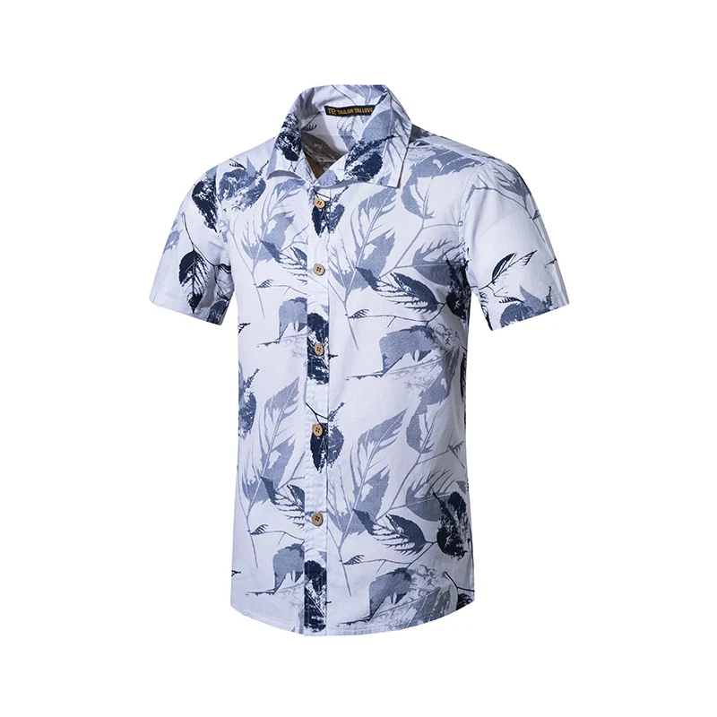 Freely Mens Plus Size Short Sleeve Printing Holiday Turn Down Collar Collared Dress Shirts
