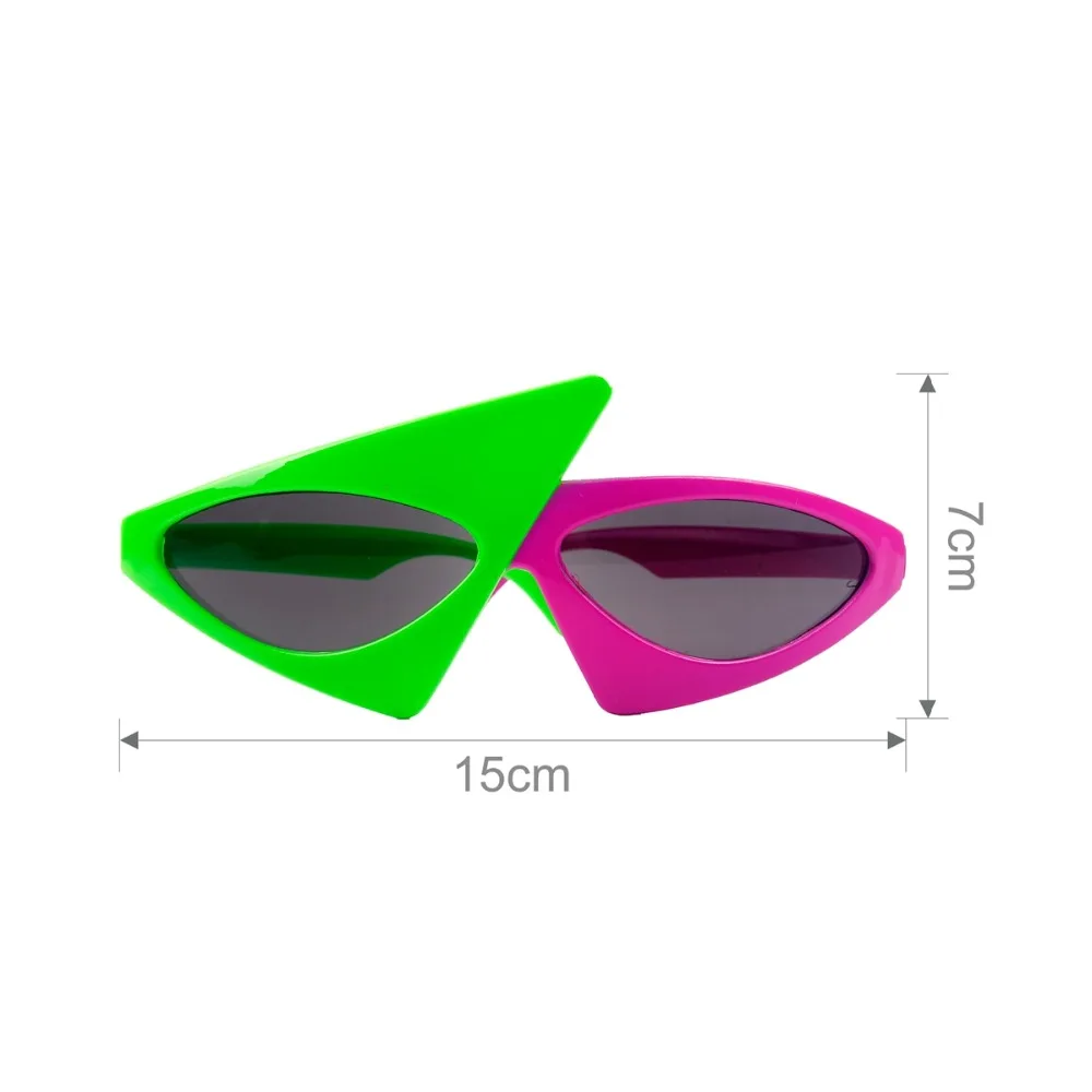 FENGRISE Novelty Green Pink Contrast Funny Glasses Roy Purdy Glasses Hip Hop Asymmetric Triangular Sunglasses Party Decorations in Party DIY Decorations