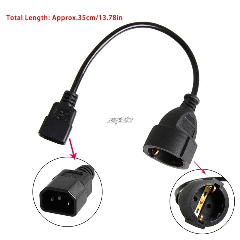 

Hot UPS/PDU Power Lead IEC 320 C14 Male To CEE7 European Female Adapter Cable 35CM Z09 Drop ship