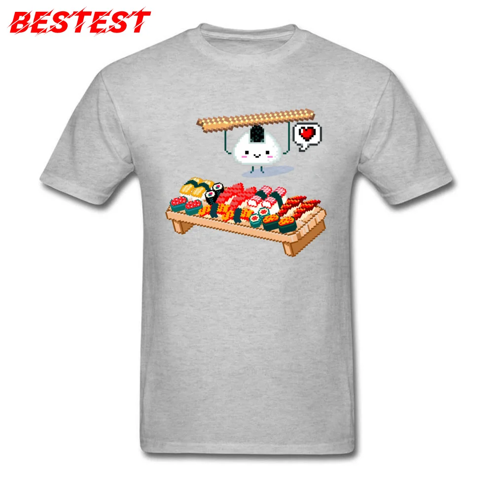 A bit Of Sushi 100% Cotton Fabric Custom T Shirt Fitted Short Sleeve Men Top T-shirts Birthday ostern Day T-shirts O Neck A bit Of Sushi grey