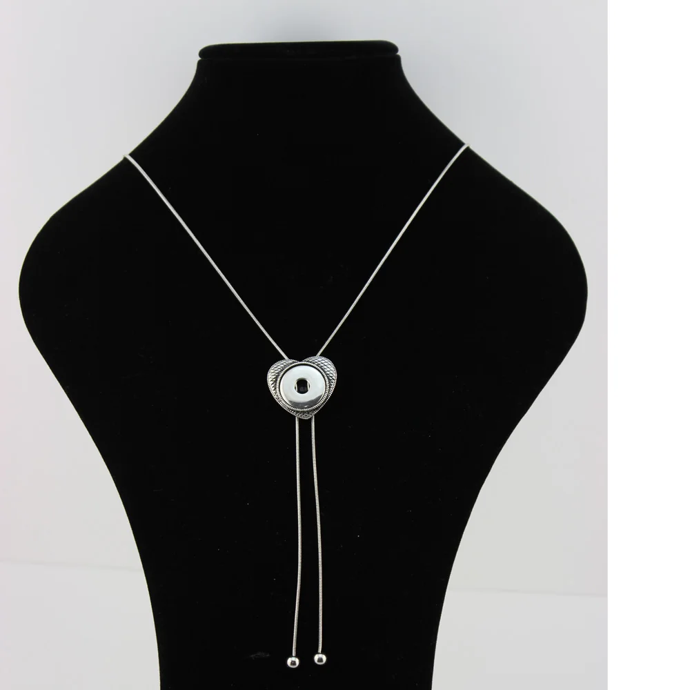 80cm heart jewelry button snap necklaces chains silver bolo tie jewelry