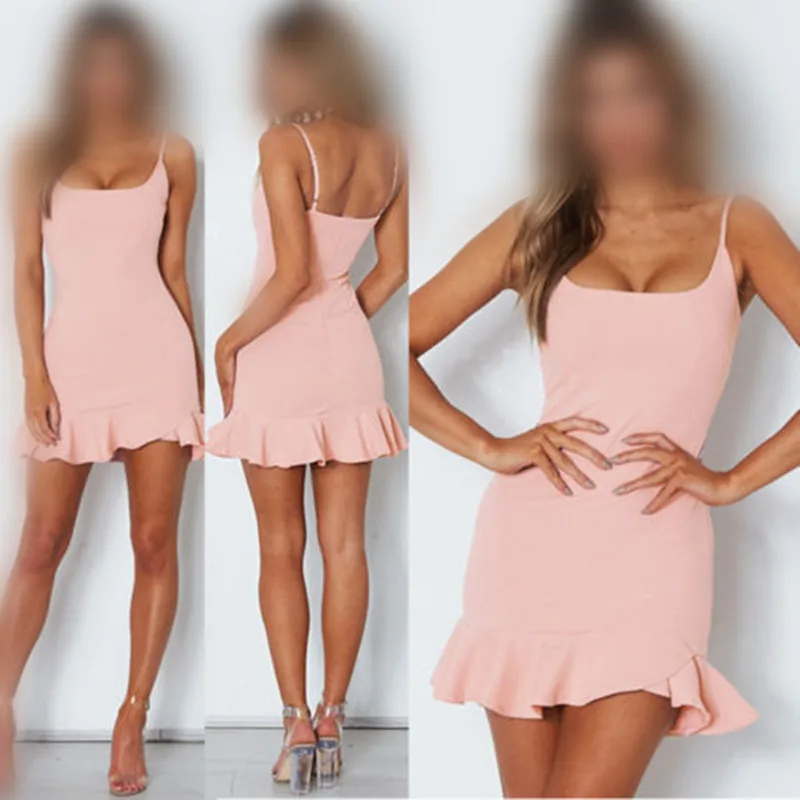 

Summer Dress 2018 Women Casual Beach Short Dress Ruffles Four Color Mini Lace Dress Sexy Party Dresses Vestidos S-XL