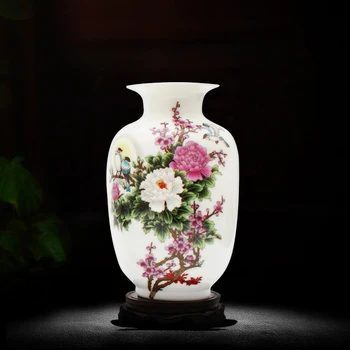 

ceramics white jade vase, household ornaments, flower arranging, living room decoration, handicraft furnishings Free shipping