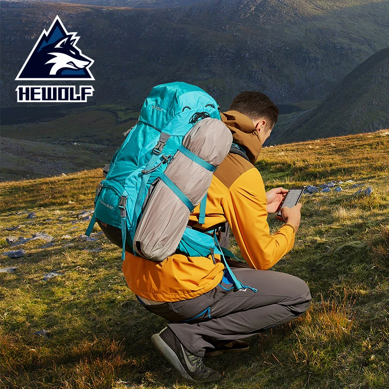 

Hewolf 50L Hiking Backpack Outdoor Sports Bag Professional Climbing Bag Breathable Waterproof Sports Bags Hiking Camping Travel