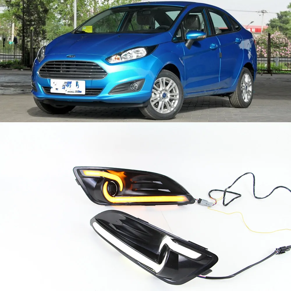 Car Flashing 2pcs for Ford Fiesta 2013 2016 DRL Driving Daytime Running