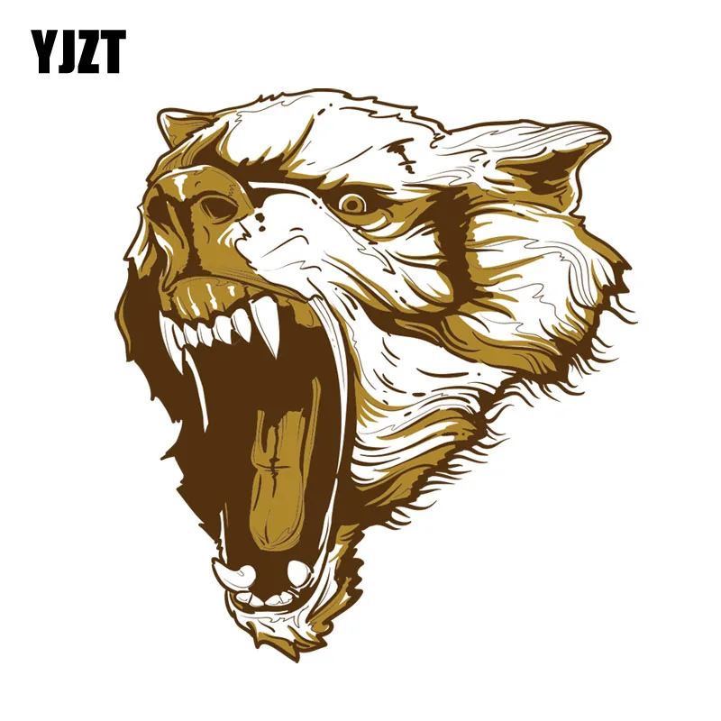 

YJZT 13.8CM*15.2CM Fierce Screaming Wolf Head PVC Motorcycle Car Sticker 11-00482