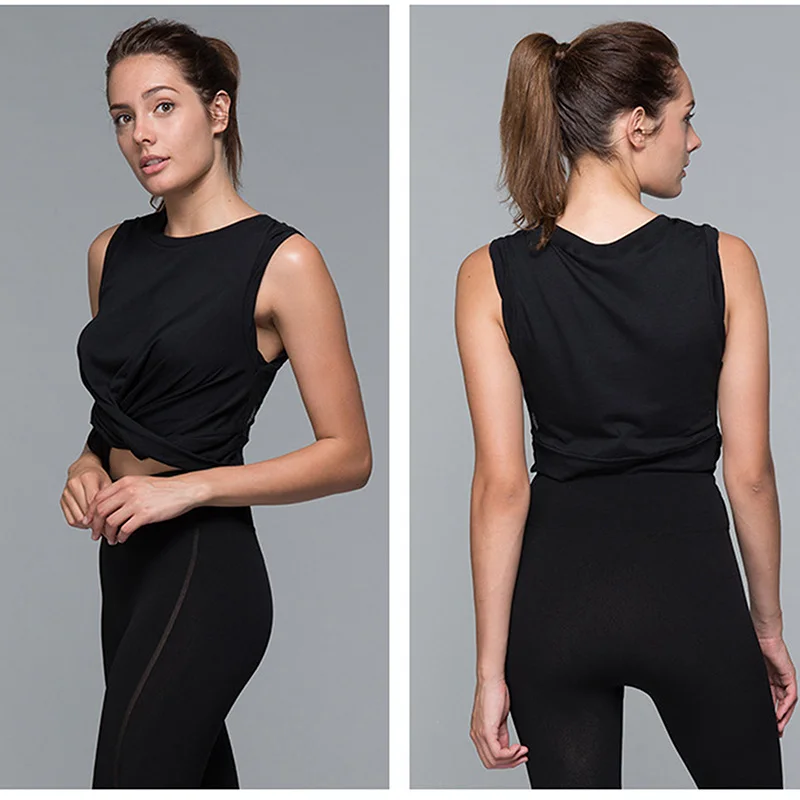 

New Women Gym Yoga Crop Tops Yoga Shirts Fitness Sleeveless Workout Tops Fitness Running Sport T-Shirts Training Yoga Sportswear