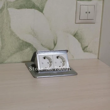 

2019 New And high quality 2*EU power table socket / floor socket/pop up socket,can hide, silver /golden 10 pcs /set