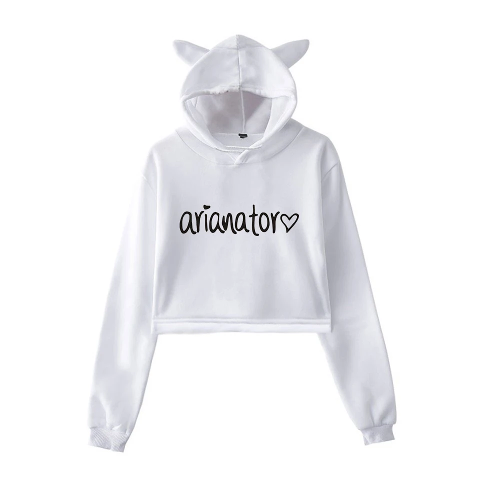  Ariana Grande Dangerous Woman Crop Tops Girl Kawaii Hooded Women 2019 Harajuku Hip Hop Hoodies Swea