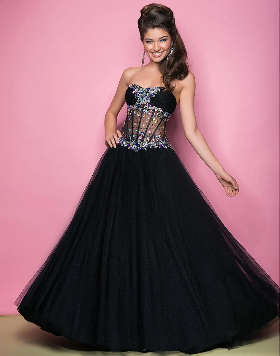 y Black Masquerade Ball Dress Sweetheart Neckline Sheer Bodice y-black-masquerade-ball-dress-sweetheart-neckline-sheer-bodice