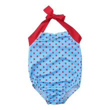 Детские купальники для девочек из полиэстера, Цельный купальник, купальный костюм, бикини в горошек, пляжная одежда без рукавов, комбинезон K530
