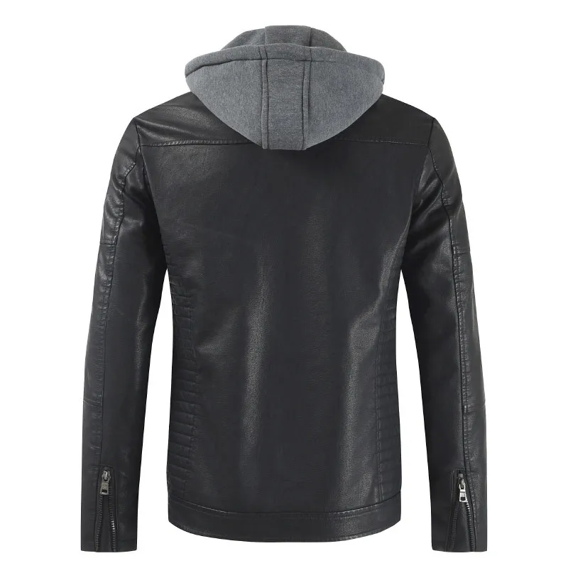 En Et À Capuche De Veste Cuir Coupe Automne Solide or bourgogne Manteau Moto Capuchon vent Hommes Amovible Décontracté Noir Hiver Chaud Couleur Nouveaux vYbgmIf67y