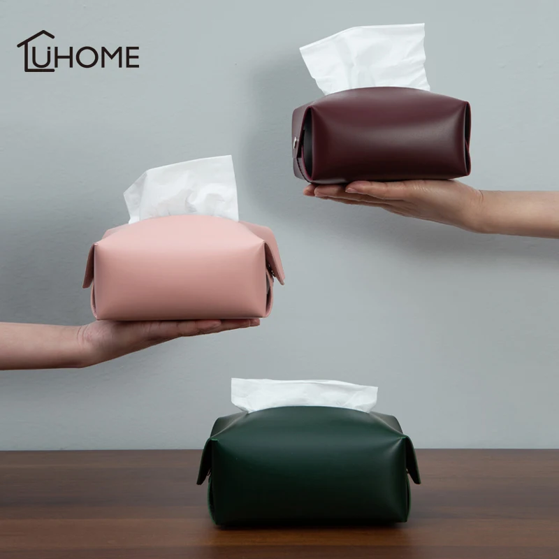 

Creative PU Leather Tissue Box for Home Car Napkin Paper Container Paper Napkin Case Pouch Home Decor Car Accessories
