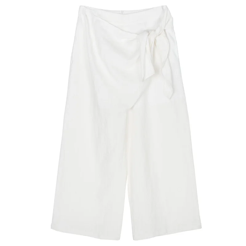 Avec Lin Et De Tissu Originaux Innovants Pantalon Rayé Foncé Femmes En Blanc Large Automne zUqR8