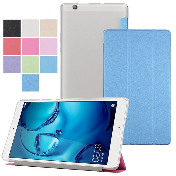 Tri Fold Clear Folio Stand Leahter Case Cover For HuaWei Mediapad M3