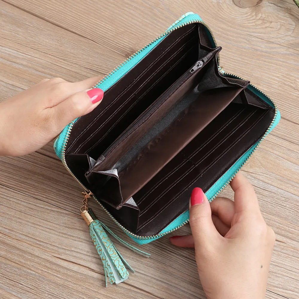 Maison fabre Модный чехол-бумажник с Для женщин Ленточки кожаный Длинный кошелек-держатель для карт бумажник телефон сумка