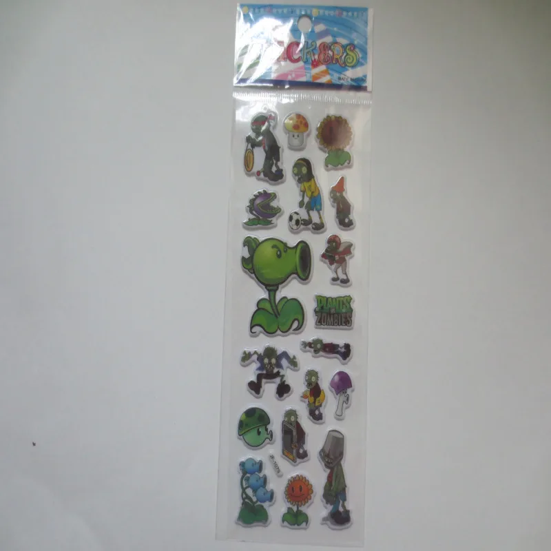 10sheets Zombies and Vegetables Toy Bubble Stickers Hot Game App Toys Christmas Gifts for Kids Toys Wall Sticker
