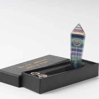

1pc Drop Shipping Natural Colorful fluorite Crystal Smoking Pipe + strainer quartz stone healing wand Free Shipping +box