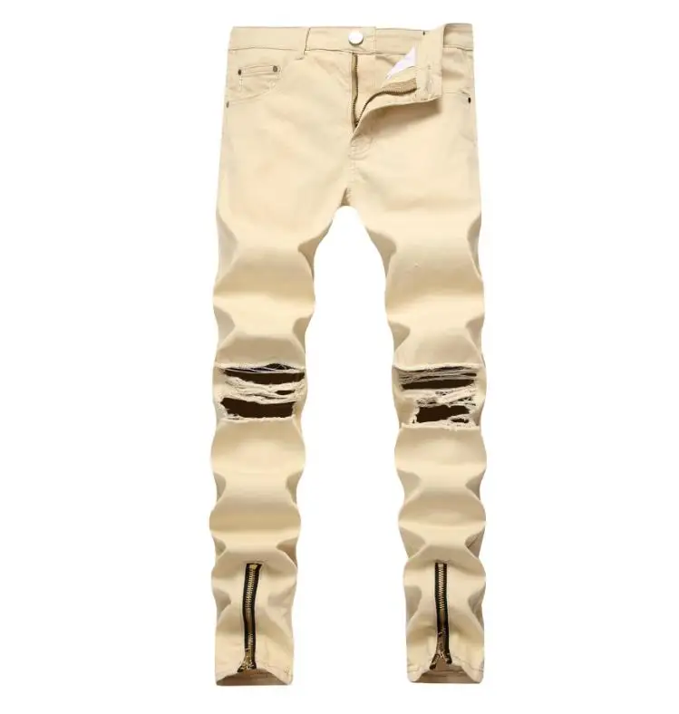 distressed khaki jeans