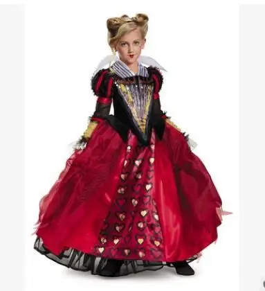 Alice in Wonderland children kid costume queen of hearts dress purple costume