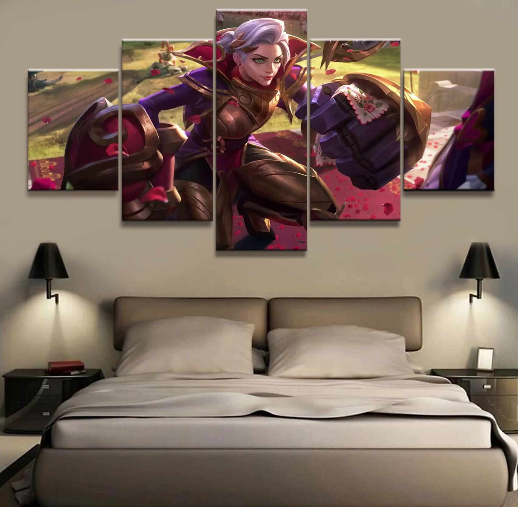

5 Panel LOL League of Legends Vi Game Canvas Printed Painting For Living Room Wall Art Decor HD Picture Artworks Poster