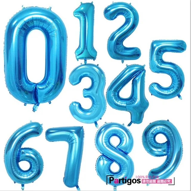 40-дюймовый светодиод шар в виде цифры для детей 1, 2, 3, 4, 5, количество цифр наполненные гелием шары Baby Shower День рождения Свадебный декор вечерние поставки - Цвет: blue