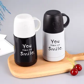 

Cute Creative smiling Bottle Stainless steel insulating cup with lid for couples water cartoon student Vacuum Flasks & Thermoses