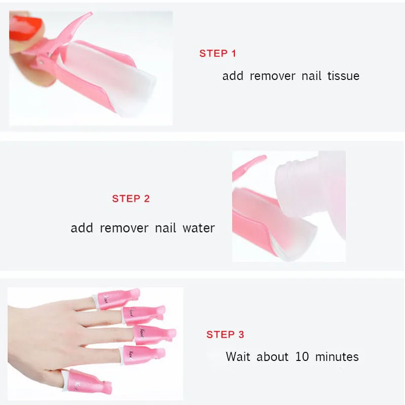

10PCS Plastic Nail Art Soak Off Cap Clip UV Remover Wrap Tool Nail Art Tips for Fingers Purple High Quality