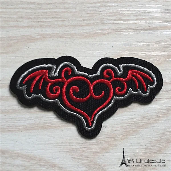 Red Heart with Wings Cloth Patches 10pcs