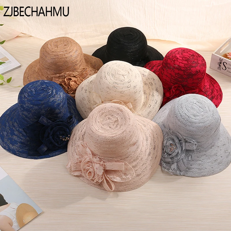 

Fashion New Solid Vintage Elegant Floral Straw Sun Hats For Women Girl Summer Caps Wedding hat outdoor holiday beach hat fedoras