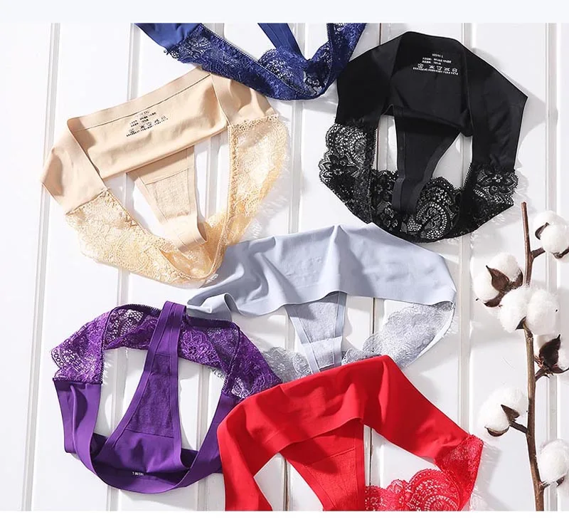 Ladies Underwear Woman Panties Sexy Lace Plus Size Panty Transparent Low-Rise Cotton Thongs G String Female Briefs Intimates (8)