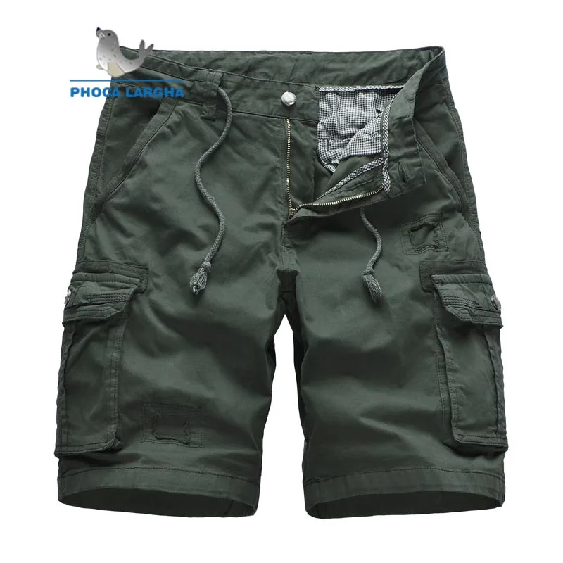 Мужские шорты Карго бренд однотонный с кулиской тактические шорты мужские хлопковые свободные рабочие повседневные короткие мужские брюки
