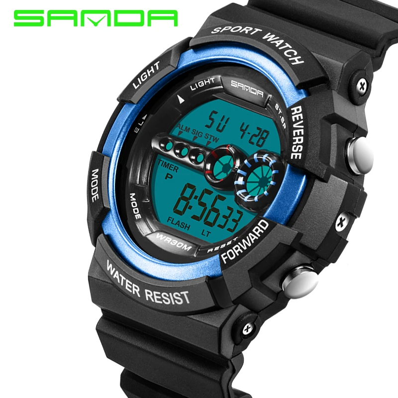 shock adjust g protection time Digital Brands SANDA Famous 30M Sports Mens Watches LED shock adjust g protection time Digital Brands SANDA Famous 30M Sports Mens Watches LED