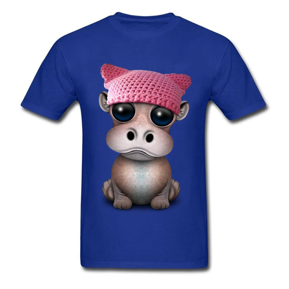 Cute Baby Hippo Wearing Pussy Hat_blue