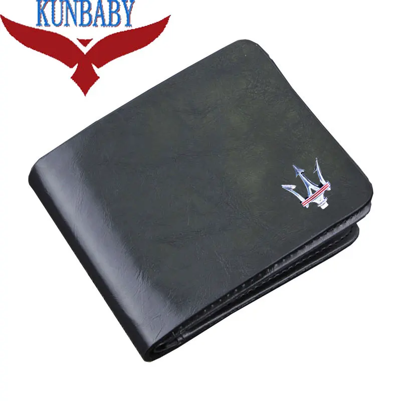 

KUNBABY Top Quality Genuine Leather Black Document Bag Wallet Card Package Coin Holder Case For Maserati 1