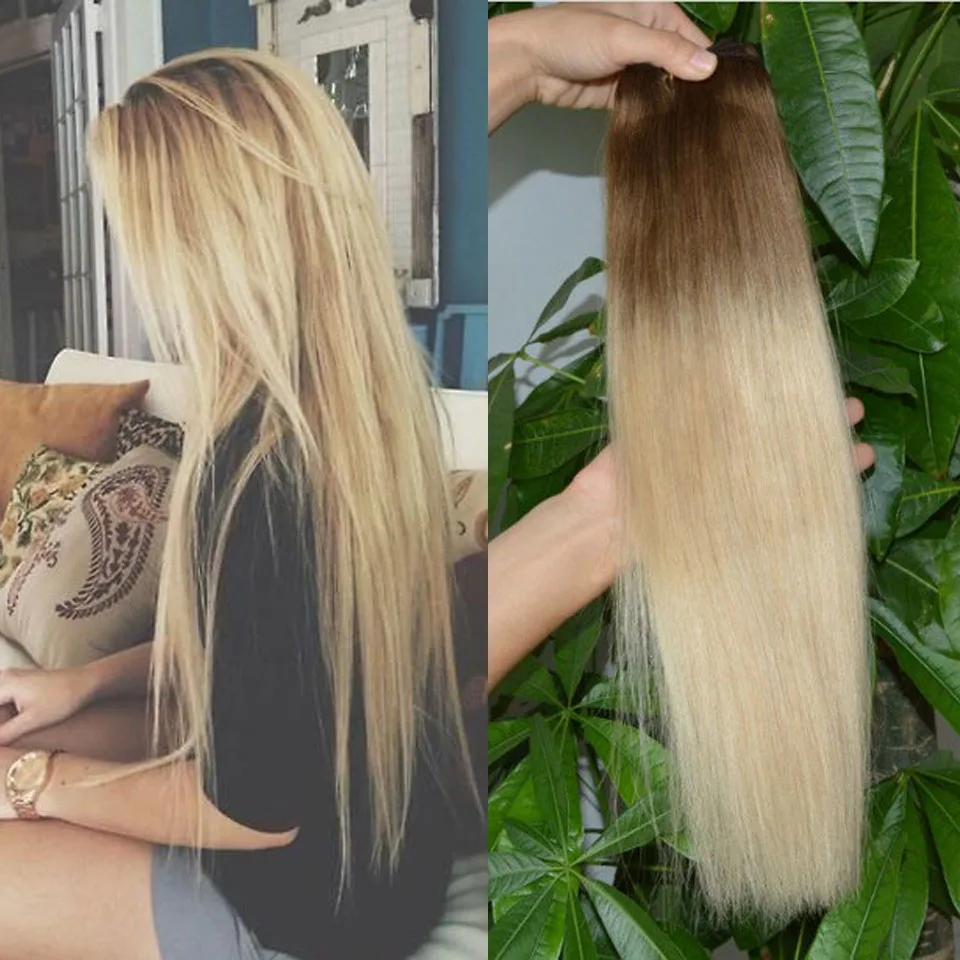 Ombre Blonde Clip In Human Hair Extension 120g Ombre Brazilian